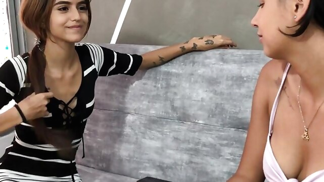 My stepsister arrives tired and wanting a delicious massage so I give it to her and we end up having lesbian sex xxx amateur video